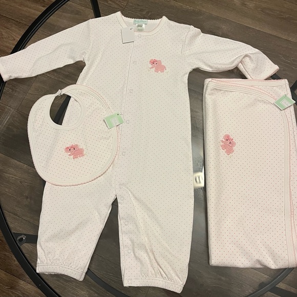 Baby Threads Elephant Converter Gown Bib and Blanket